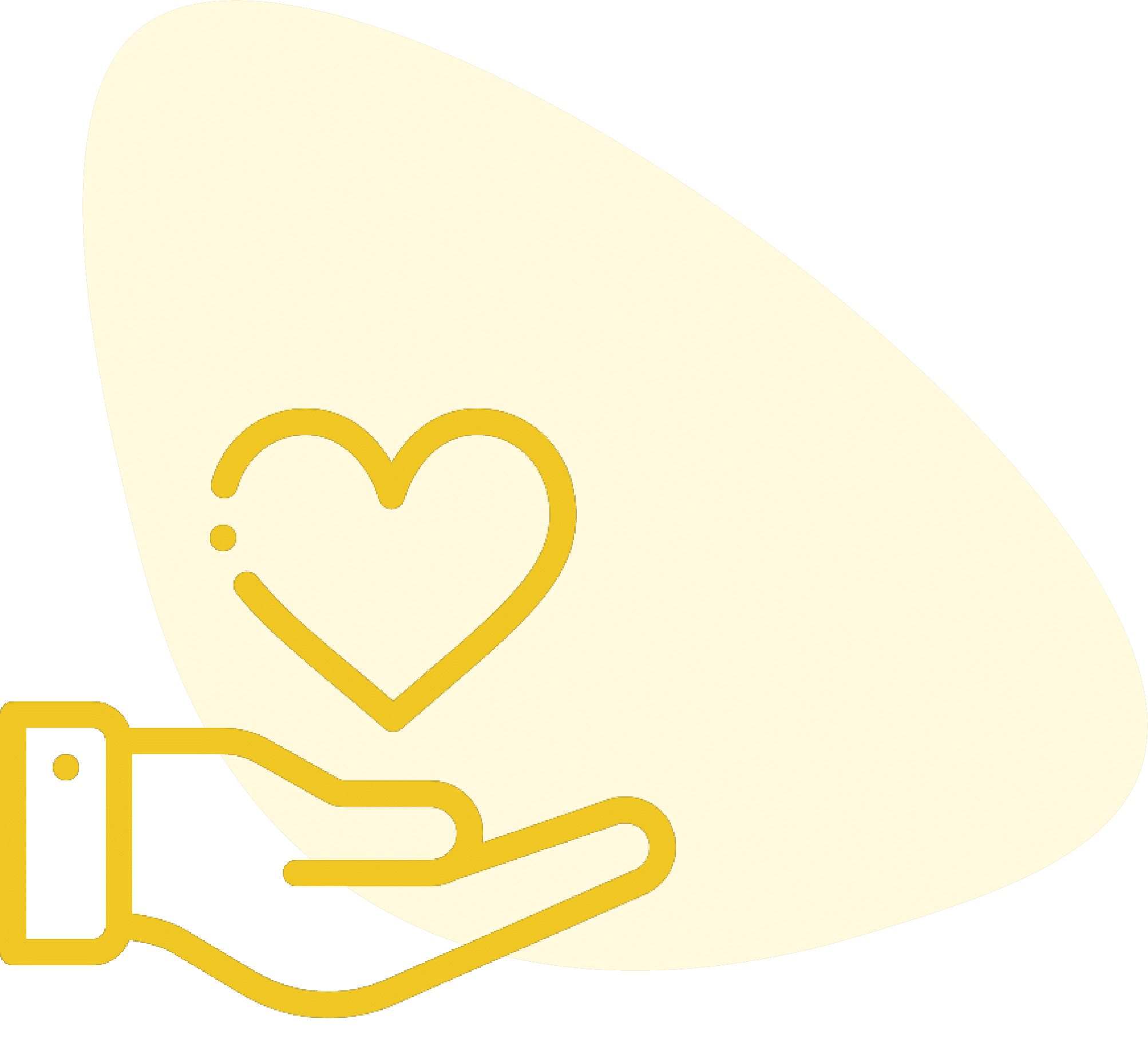 Logo coeur au dessus d'une main tendue